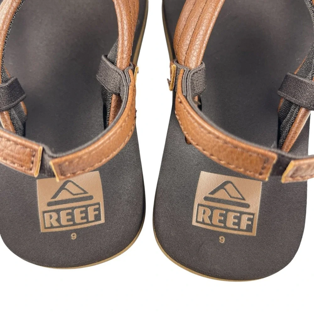 Reef Little Ahi Flip Flop Sandals Toddler Size 9 Brown Faux Leather Backstrap